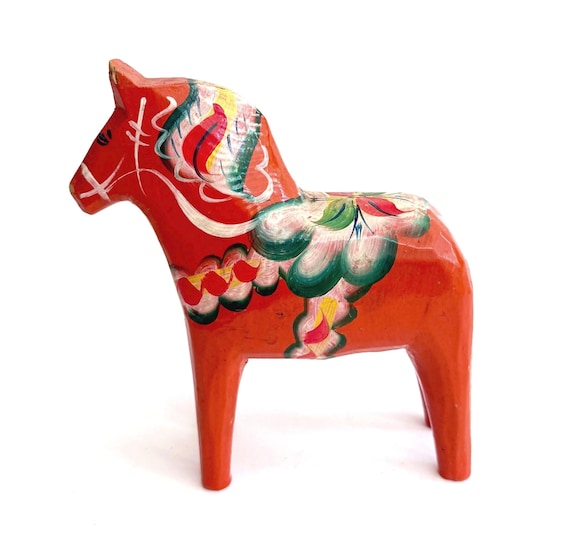 Vintage Swedish Dala Horse Scandinavian Hand Painted Folk Art