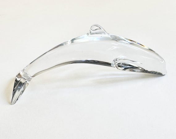 Vintage Baccarat Crystal Dolphin French Clear Glass Crystal Sea Animal Fish Figurine Hallmarked Baccarat France