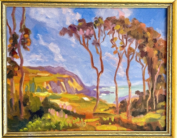 Vintage Seascape Original Landscape Painting Impressionist Style Art