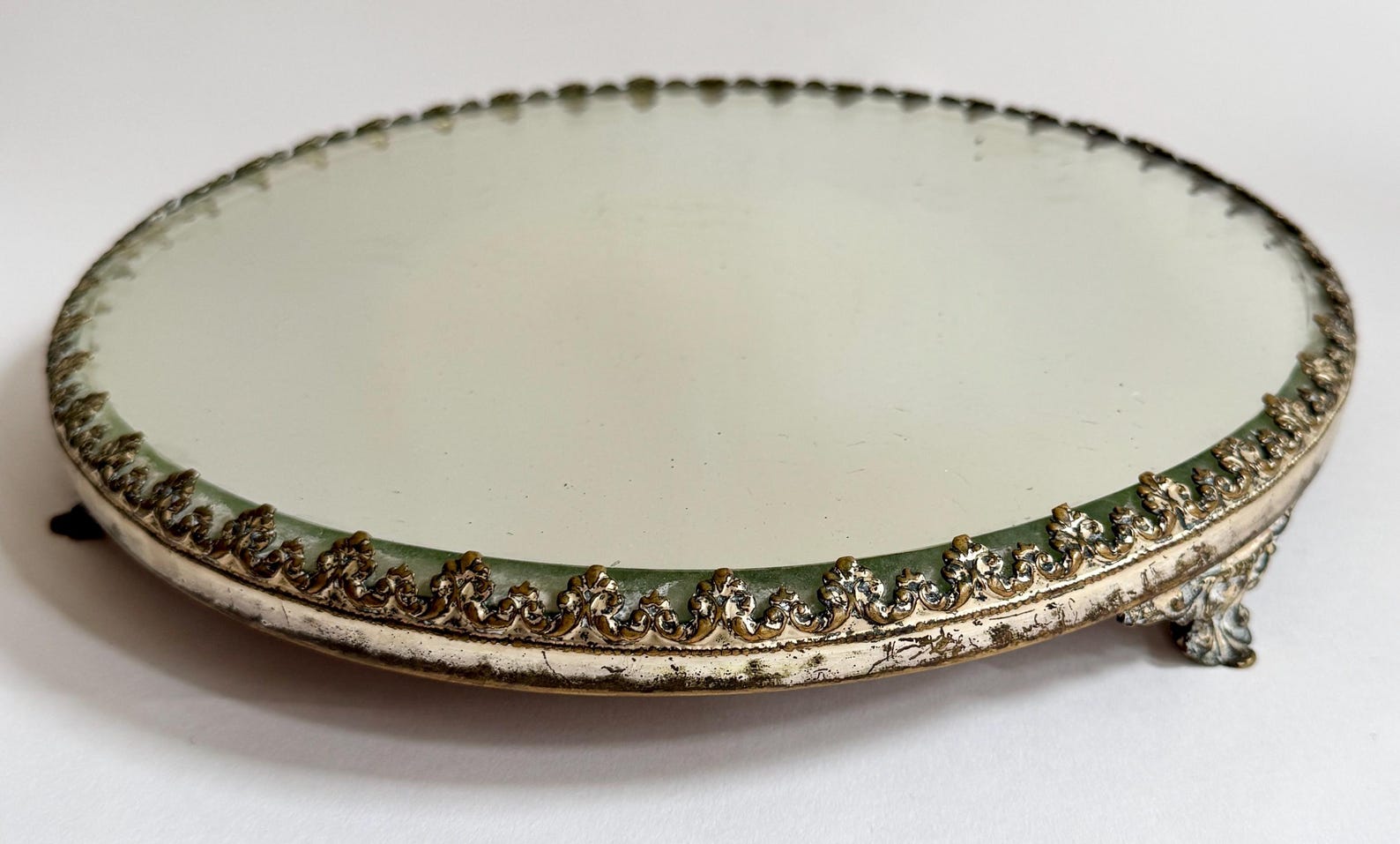 Victorian Mirror Vanity Tray Vintage Antique Antique Ornate Silver ...