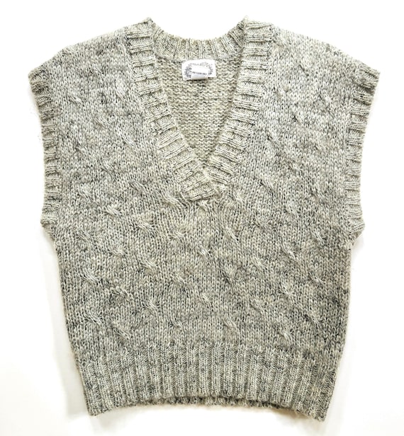 90s Minimalist Sweater Vest Vintage Gray Wool Blend