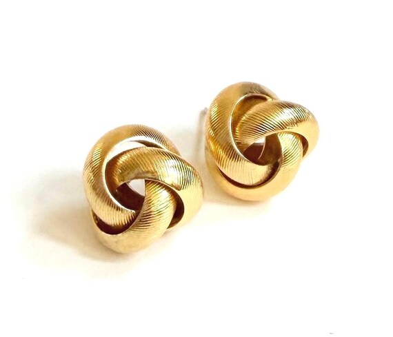 Vintage Gold Love Knot Stud Earrings Chunky Costume Costume Jewelry