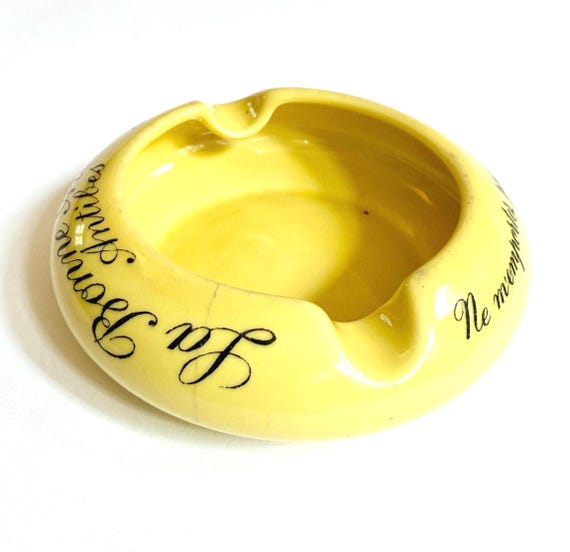 Vintage Antibes Restaurant Ashtray Yellow Ceramic La Bonne Auberge