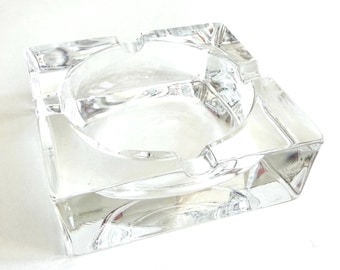 Mid Century Glass Ashtray Minimalist Modernist Style