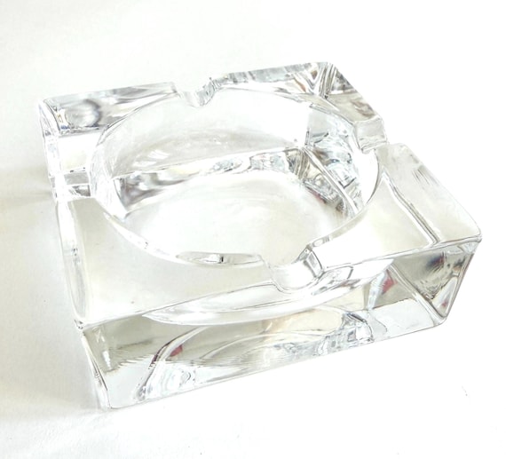 Mid Century Glass Ashtray Minimalist Modernist Style