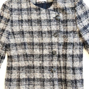 Vintage Pendleton Woolen Mills 70s 80s Plaid Collarless Jacket Soft Gray Plaid Virgin Wool Made in USA image 11