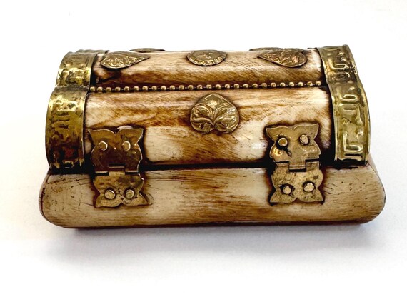 Vintage Bone Inlay Stash Box: Small Moroccan Jewe… - image 5