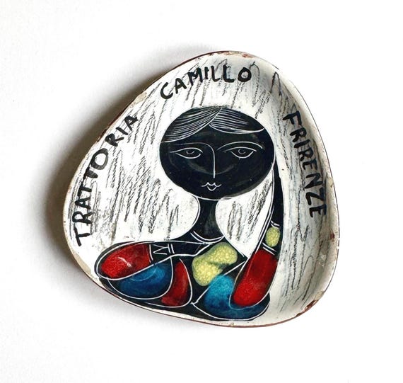 Italian Mid Century Ashtray Trattoria Camillo Collectible MCM 50s 60s Italy Design Black White Woman Possible Marcello Fantoni Piece
