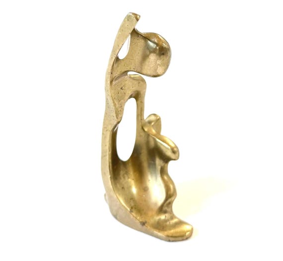 Vintage Brass Modernist Figural Sculpture Mid Century Art Figure