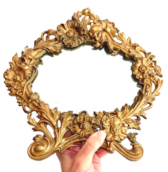 Vintage Ornate Gilded Vanity Mirror Hollywood Regency Style