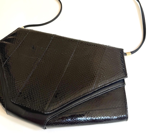 Vintage Black Snakeskin Purse 90s Minimalist Shoulder Bag