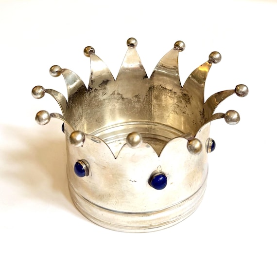 Vintage Crown Wine Champagne Bottle Holder Silver Cache Pot