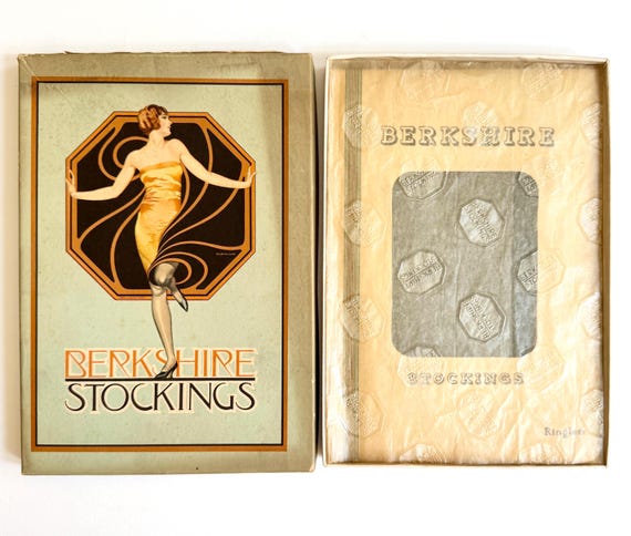 Antique Hosiery Stockings in Art Deco Box Berkshire 1920s Flapper Thigh Highs