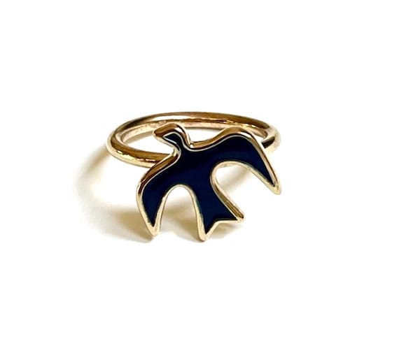 Vintage 90s Gold Swallow Bird Ring Nina Ricci Designer Size 6.5