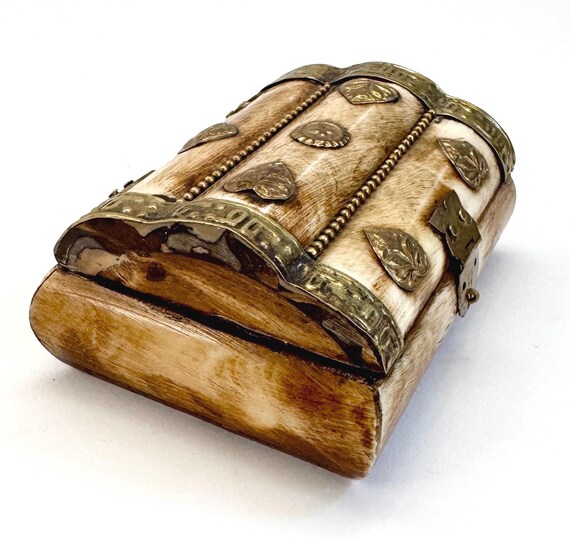 Vintage Bone Inlay Stash Box: Small Moroccan Jewe… - image 4