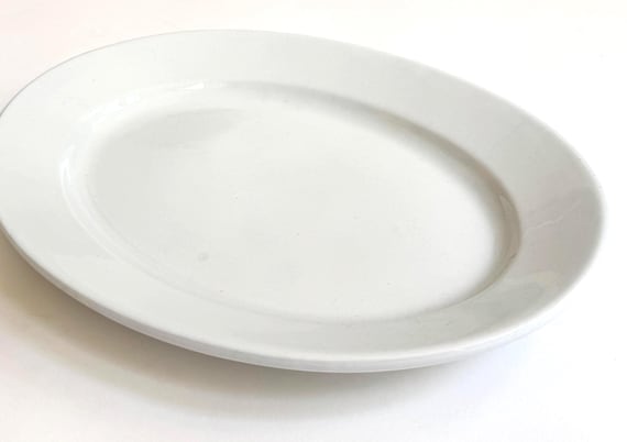1800’s White Ironstone Platter Serving Plate Antique Powell & Bishop French English Farmhouse Style