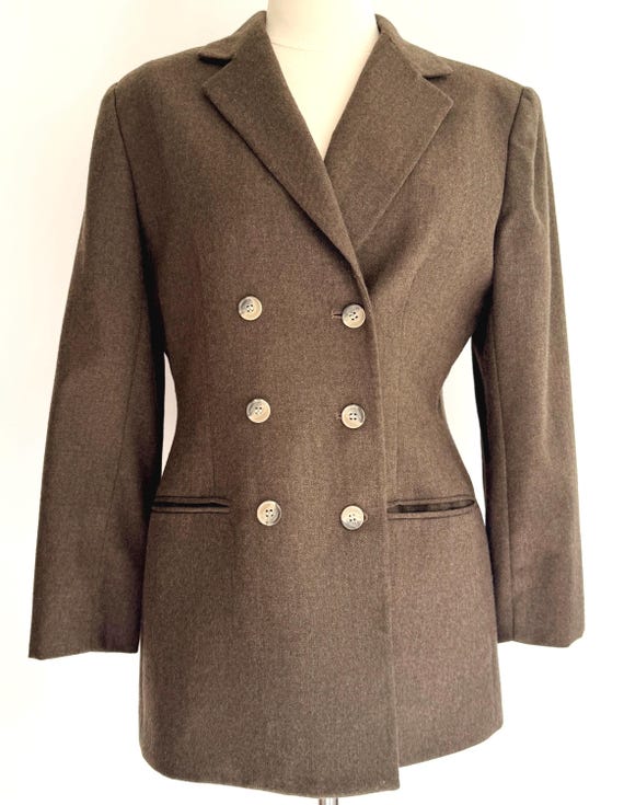 80s Double Breasted Jacket Blazer Vintage Evan-Picone Made in USA 100% Wool Minimalist Menswear