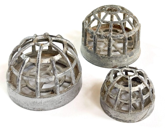 Vintage Metal Cage Flower Frog Ikebana Dome Floral Arranger