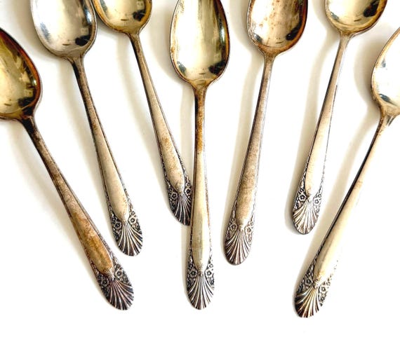 Antique Silverplate Dessert Spoons Crown Silver