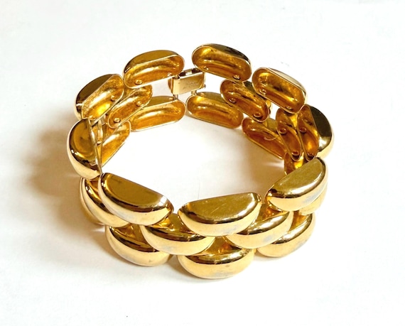 Chunky Vintage Gold Link Bracelet 80s Napier Costume Jewelry