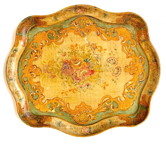 Vintage Floral Decorative Serving Tray Cottage Core Decor