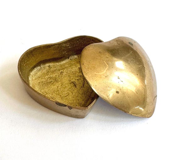 Vintage Heart Trinket Box Solid Brass Anniversary Wedding Gift