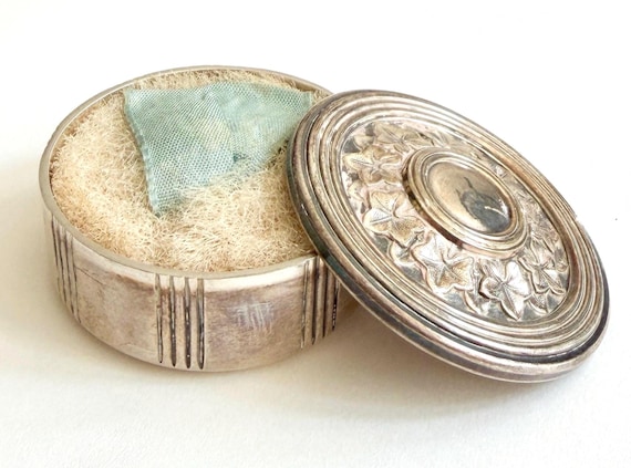 Rare Christofle Silver Plate Trinket Box Powder Compact