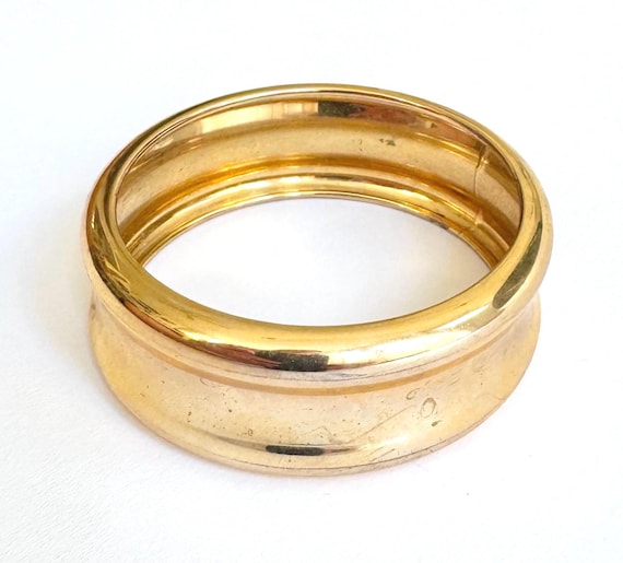 Minimalist Gold Bangle Bracelet Vintage Bellezza Italy Simple Sculptural Jewelry