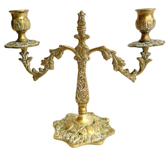 Vintage Ornate Brass Candelabra Candlestick Holder