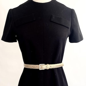 Vintage 60s Black Dress Vintage Short Sleeve Dresses Made by Laura&#39;s St Clairsville Minimalist Classic Mod Solid Black Knit Midi Dress XS S