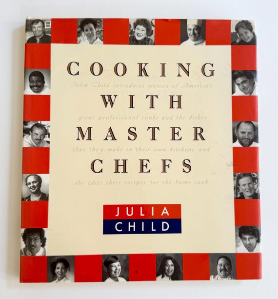 Signed Cooking With Master Chefs 1993 Julia Child Signed Placard Vintage Hardcover Cookbook
