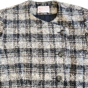 Vintage Pendleton Woolen Mills 70s 80s Plaid Collarless Jacket Soft Gray Plaid Virgin Wool Made in USA image 10