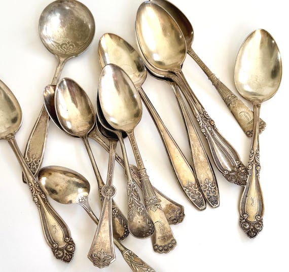 Antique Silverplate Spoons Mixed Lot of Classic Serving Soup Dessert Ladle Utensils