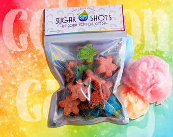 Petites gorgées de sucre : cubes de barbe à papa licorne | Cubes de sucre infusés de barbe à papa pour du thé, du champagne, des cocktails, des cocktails sans alcool et des cadeaux | Paquet de 12
