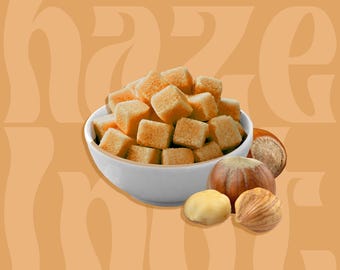 Gorgées de sucre : formes en sucre infusées aux noisettes – Paquet de 6 | Cubes de sucre pour café, cocktail et thé | Cubes de sucre aromatisés pour boissons et cadeaux