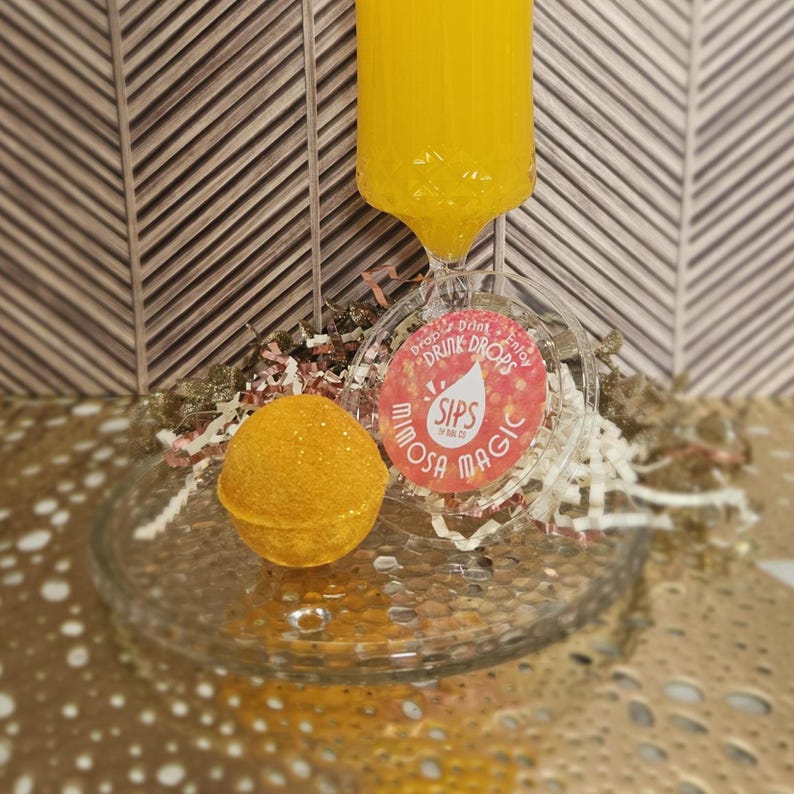 Drink Drops - Sips, Mimosa Magic, Orange Flavored –Glitter Drink Bomb Infusion Perfect For Any Occasion