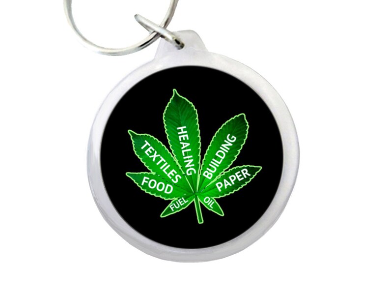 PEACE LOVE WEED Keyring 1.75 Peace-Love-Weed Images on Black Background Pot-Smokers Keychain image 5