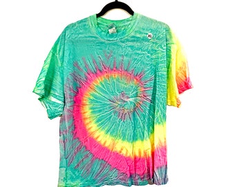 XL Tie Dyed PASTEL Rainbow Tee - Last one in stock of Extra Large in the Pastel Rainbow  T-shirt Pattern - 100% Cotton - Made in the USA