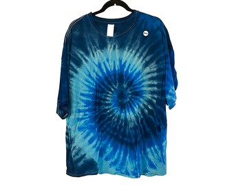 3XL BLUE Black Spiral Tie Dyed Tee - Last one in stock of XXXL in this Blue Spiral T-shirt Design - 100% Cotton - Made in the USA