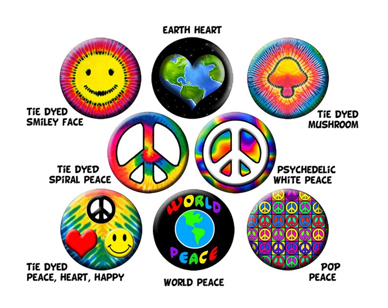 24 Pin Pack GROOVY Buttonscolorful Hippie Peace and Love Pins Etsy