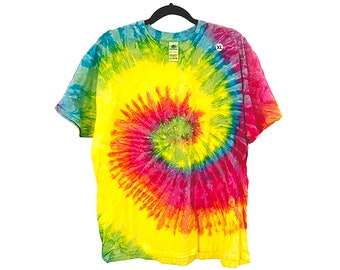 XL Tie Dyed Bright RAINBOW Tee - Last one in stock of Extra Large in the Bright Rainbow Tie Dyed Pattern - 100% Cotton - Made in the USA