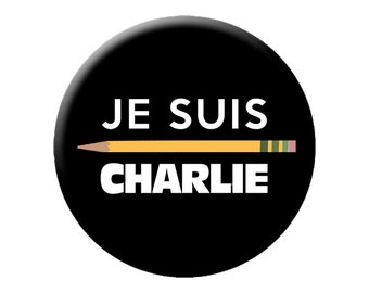 Je Suis Charlie Pin - I Am Charlie Hebdo Large 2.25" Pin Back Button - Solidarity with French Magazine Terrorist Attack Victims
