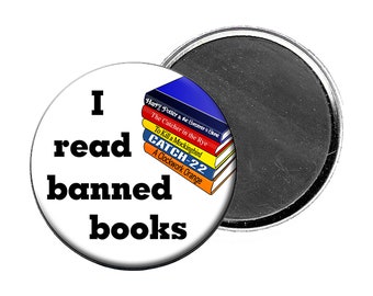 Banned Books Magnet - 2.25 inch Round Large Fridge Magnet For Book Lovers, Librarians, Students and all Book Readers