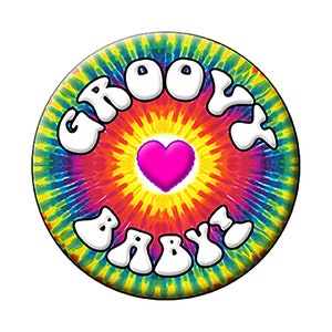 24 Sm 1.25 Groovy Button Pack Colorful Hippie Peace Heart Happy Pins 24 Pin Pack of 1.25 inch Quality Pin-Back Badges image 8