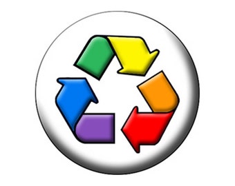 RECYCLE BUTTON Rainbow Recycle Symbol on 2.25" Round Pin Back Large Button or Badge