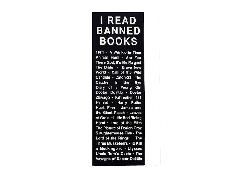BANNED BOOKS TOTE 100/% Cotton Shopping Bag w Banned Books List for Librarians Book-Lovers and Readers Choose Word Cloud or Rectangle Layout