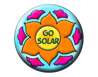 Go Solar Button - Quality Round 2.25 inch Pin-Back Button