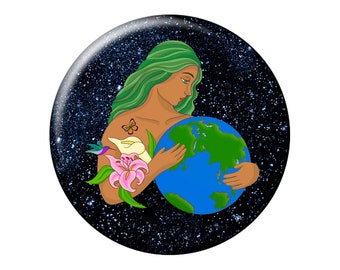 EARTH DAY Pin or Magnet High-Quality 2.25" Pin-Back Button or Fridge Magnet Mother Earth Day - Earth Day Badge HAPPY Earth Day Button