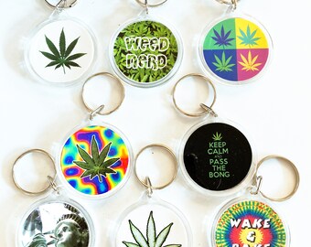 Choose a Weed Keychain - Cherry Pick Your Favorite  Marijuana Cannabis 420 Pot Hemp Ganja Lovers' Key Ring
