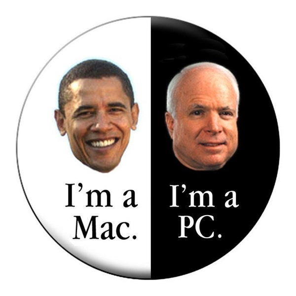 Obamas a Mac Button -pro-Barack, anti-McCain - Round 2.25 in Pin-Back Button